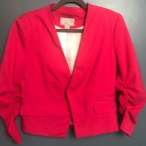 H&M 12 Pink Blazer Jacket Rouched sleeve